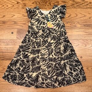 NWT-Hayden Black and Cream Leaf Pattern Kids Dress, size L